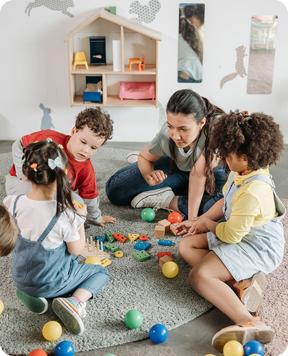 Kids with teacher