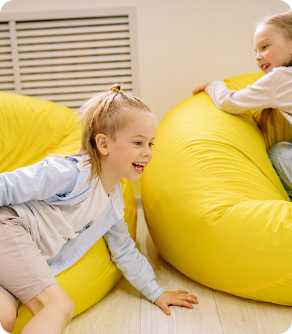 Kids on bean bags